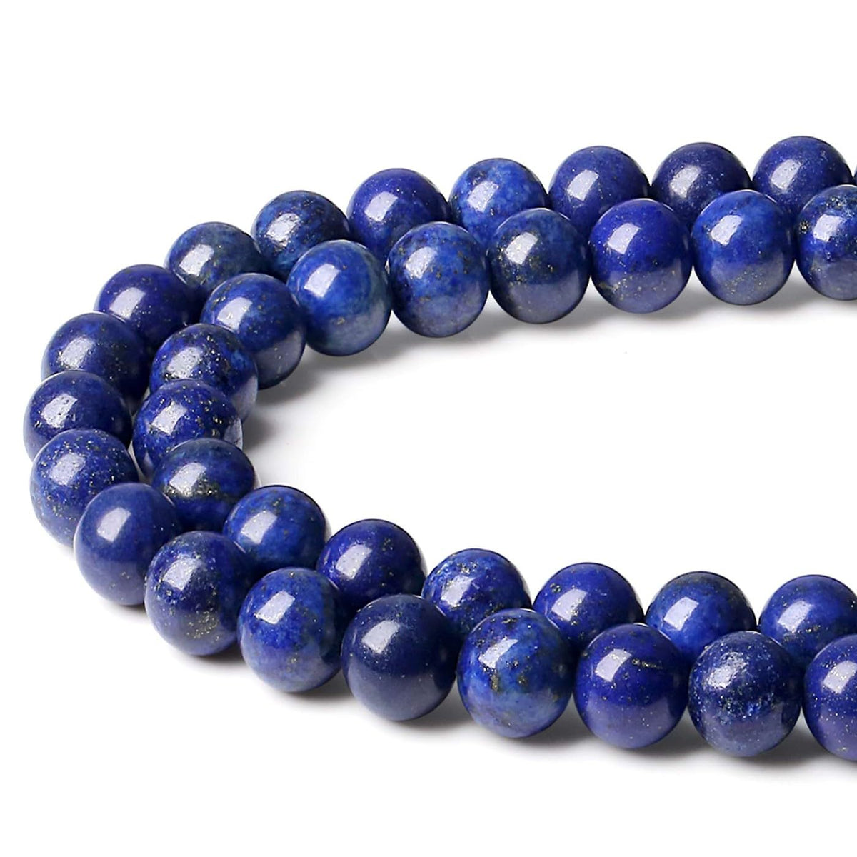LAIDANLA Lapis Lazuli 8mm Natural Stone Beads Round Loose Gemstone Stone Beads for DIY Bracelet Necklace Earrings Jewelry Making Polishing Genuine Real Beading Crystal 96PCS 2 Strand 32"