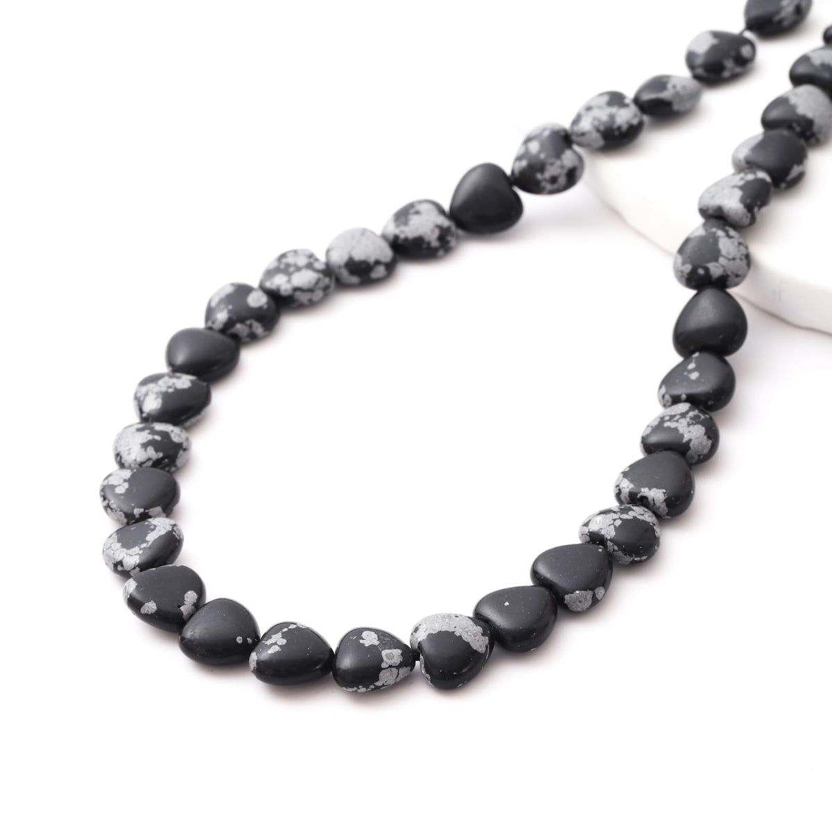 Natural Heart Shaped Snowflake Stone Beads 10mm Loose Crystal Healing Beads for DIY Necklace Bracelet Making Gemstone Craft Supplies