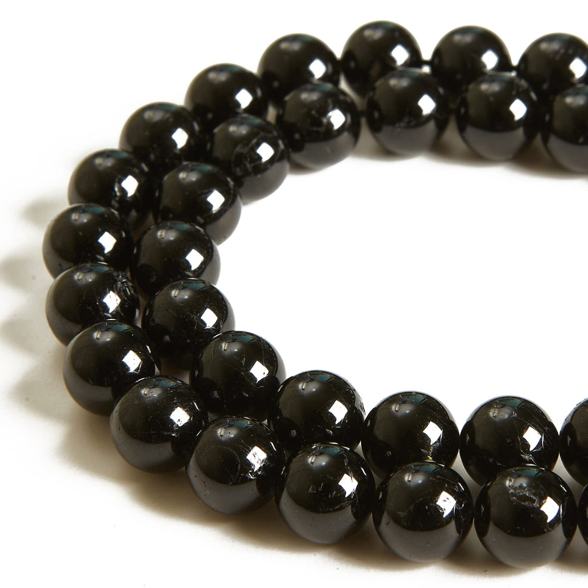 60pcs 6mm Black Tourmaline Beads Natural Gemstone Beads Round Loose Beads for Jewelry Making