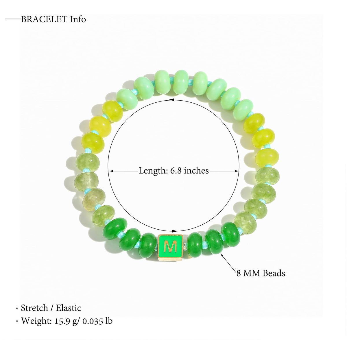 SLYAIH Colorful Beaded Initial Bracelets for Women Boho Crystal Beaded Elastic Stretch Bracelet A-Z Letter Bracelet Handmade Jewelry Gifts for Women