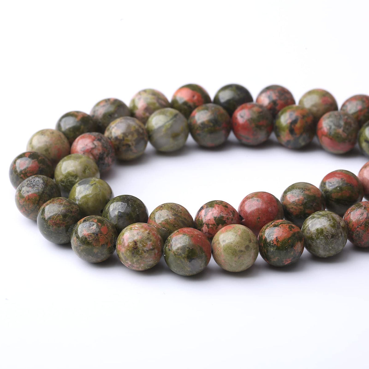 36PCS 10MM Natural Unakite Stone Beads Energy Healing Beads for DIY Jewelry Bracelet Necklace Making for Jewelry Making15Inch