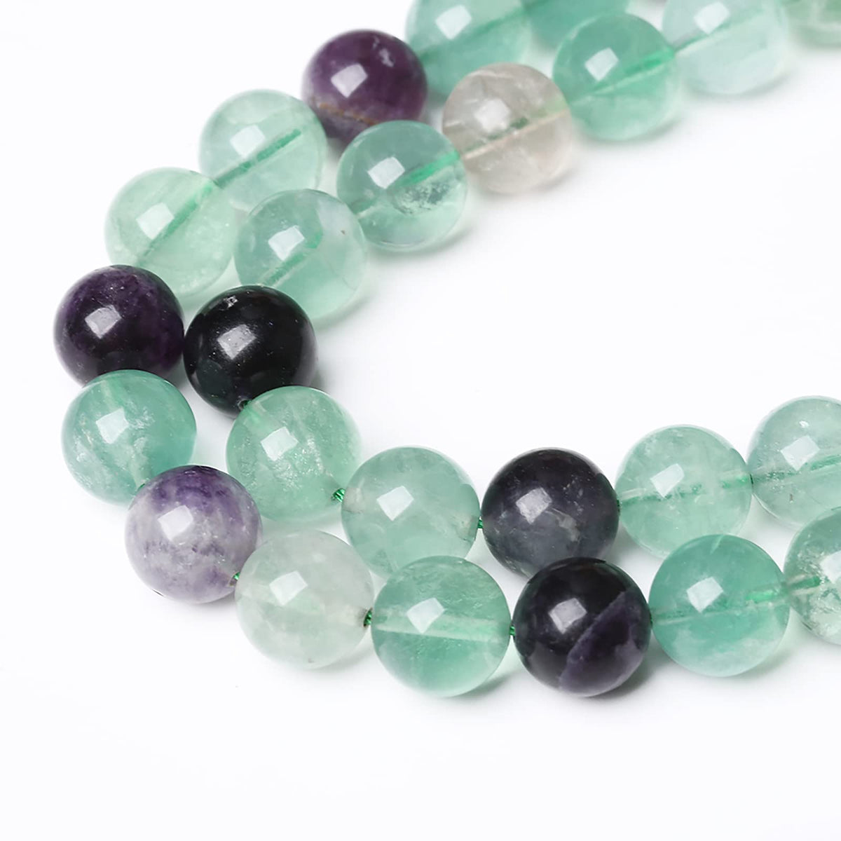 61pcs 6mm Natural Stone Beads Fluorite Gemstone Round Loose Beads for Jewelry Making DIY Bracelet Necklace 15"