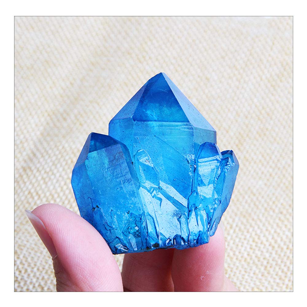 Wixine 1Pcs Blue Color Titanium Natural Quartz Cluster Crystal Gemstone Specimens