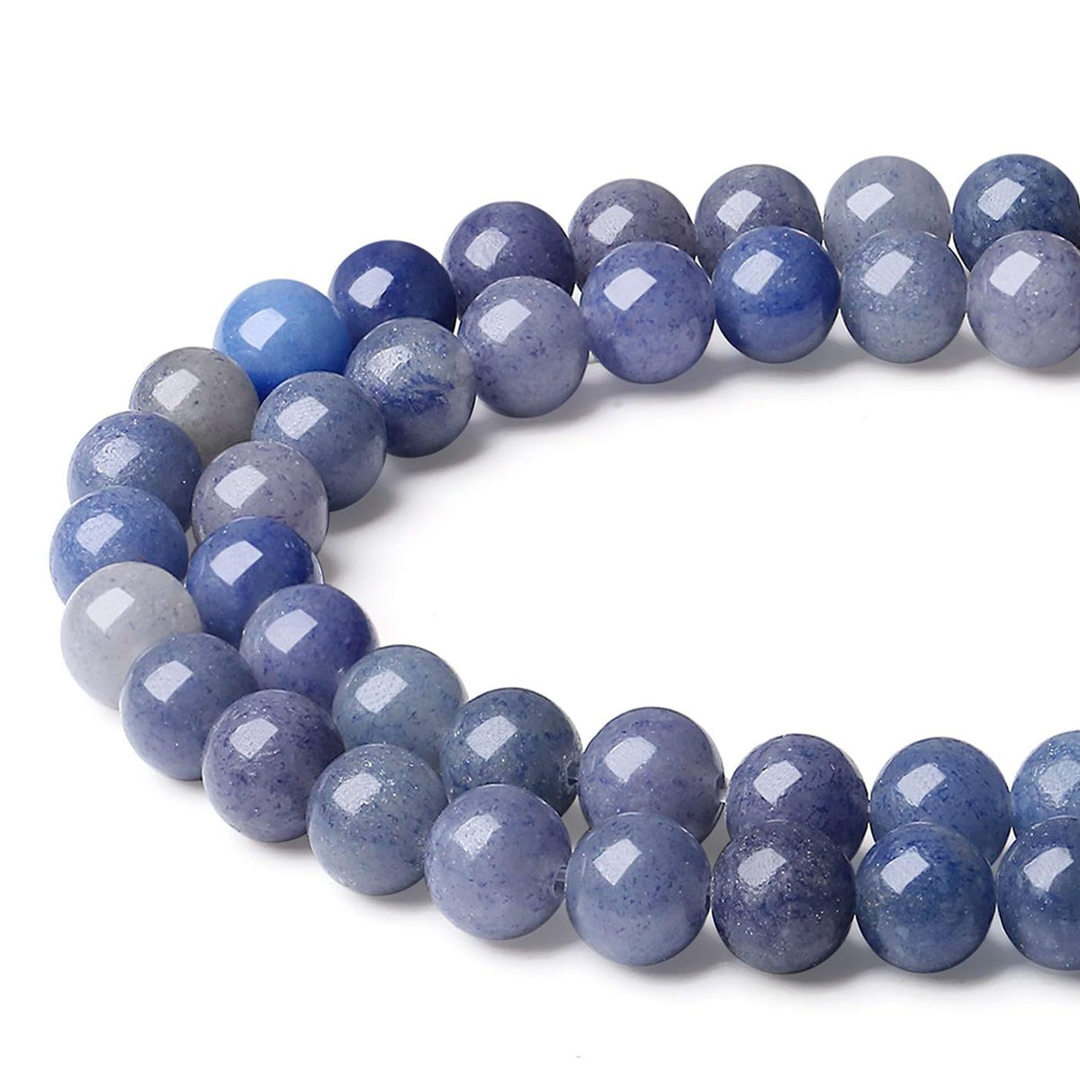 LAIDANLA Blue Aventurine 8mm Natural Stone Beads Round Loose Gemstone Stone Beads for DIY Bracelet Necklace Earrings Jewelry Making Polishing Genuine Real Beading Crystal 96PCS 2 Strand 32"