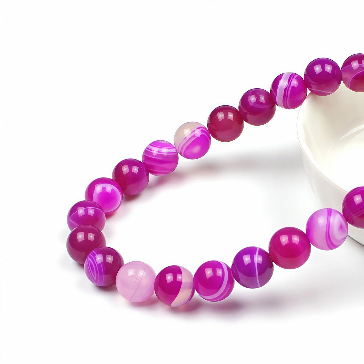 MJDCB Natural Stone Beads Rose Red Stripe Agate Round Loose Beads for Jewelry Making DIY Bracelet Necklace (8mm)