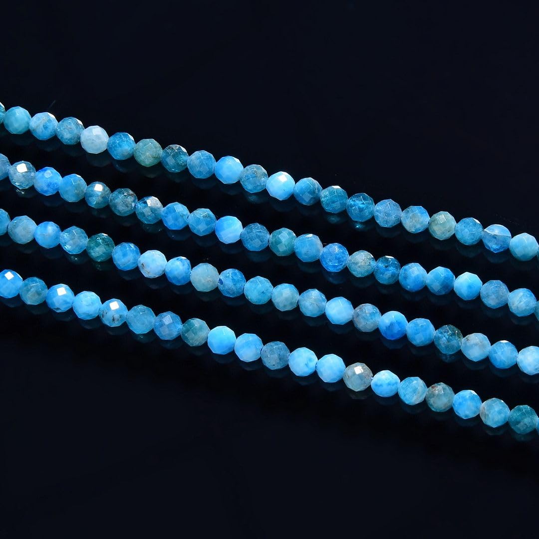 Adabele 15 Inch Natural Blue Apatite Healing Gemstone 3mm (0.12 Inch) Tiny Small Faceted Round Loose Beads Stone Spacer (120-130pcs) for Craft Jewelry Making GK3-6