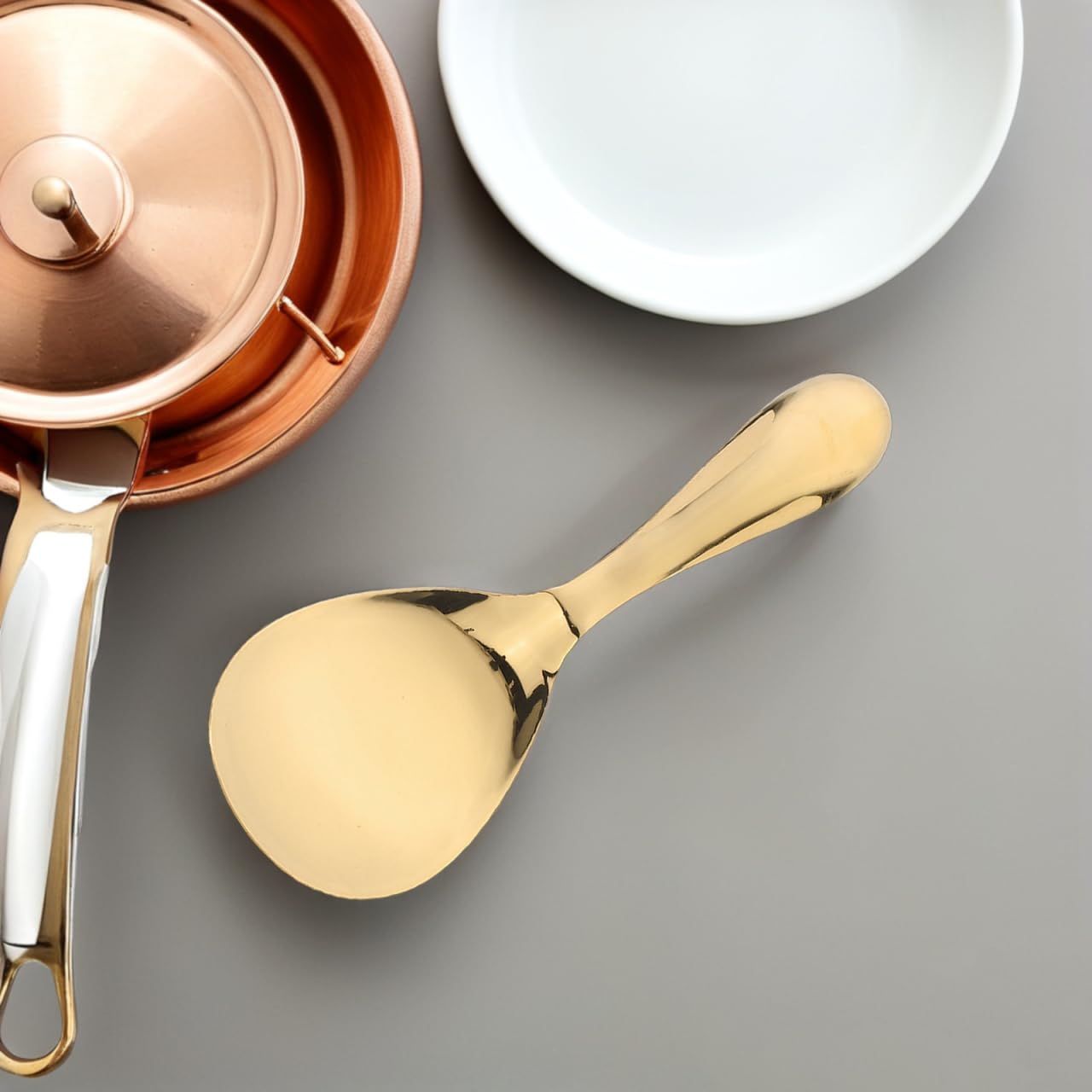 DOITOOL Golden Rice Spoon Stainless Steel Rice Paddle Non- stick Rice Serving Spoon Mashed Potato Scoop Rice Spatula Gold Rice Scooper Japanese Rice Cooker