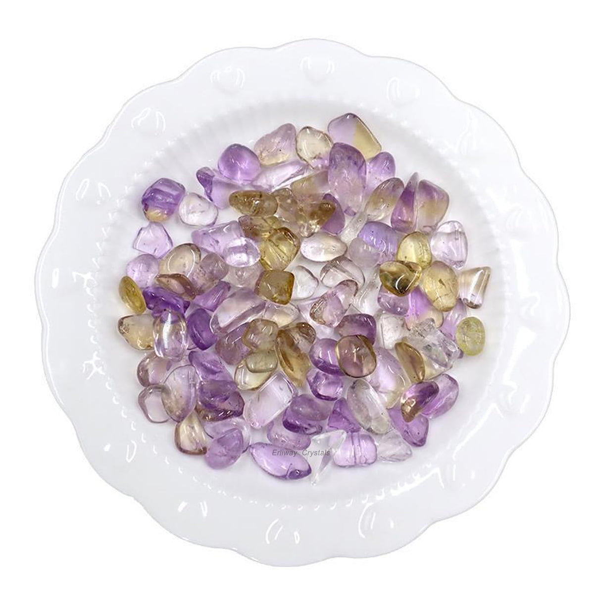 Erliway 100g Natural Ametrine Crystal Chips, 7-9mm Tumbled Chips Crushed Crystal Stone, Polished Crystal Chip for Fish Tank, Healing Tumbled Crystal Chip for Reiki Crystal Jewelry Making Home Décor