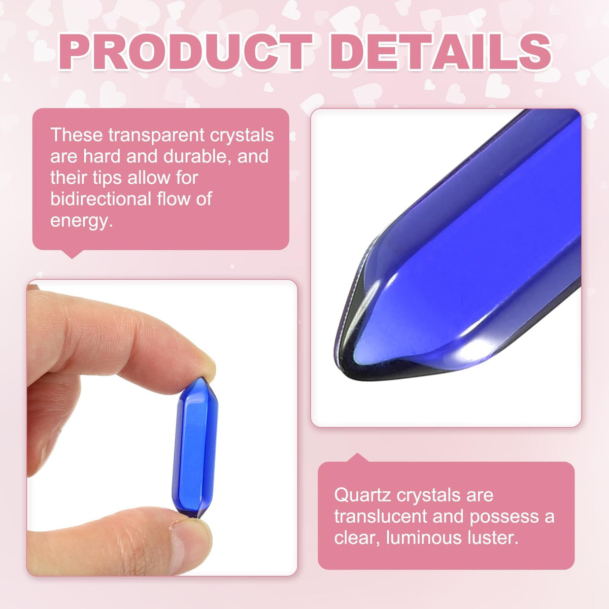 MECCANIXITY 10 Pack Blue Quartz Crystals, Polished Crystals Bulk Hexagonal Shaped Meditation Gemstone for Jewelry Making Energy Balance Accessories Gifts