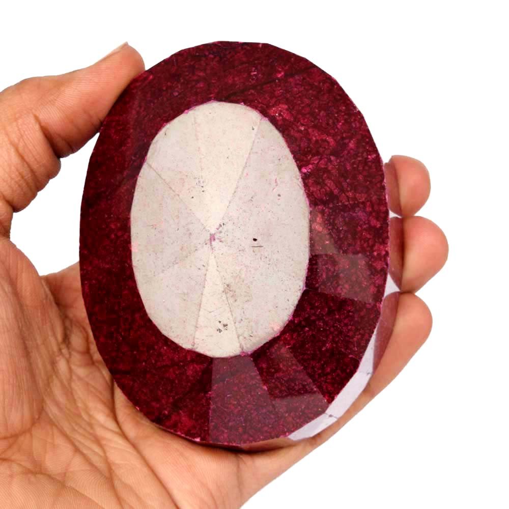 GEMHUB Egl Certified Approx 1500-2000 Ct Natural African Oval Blood Red Ruby Loose Gem B-4504