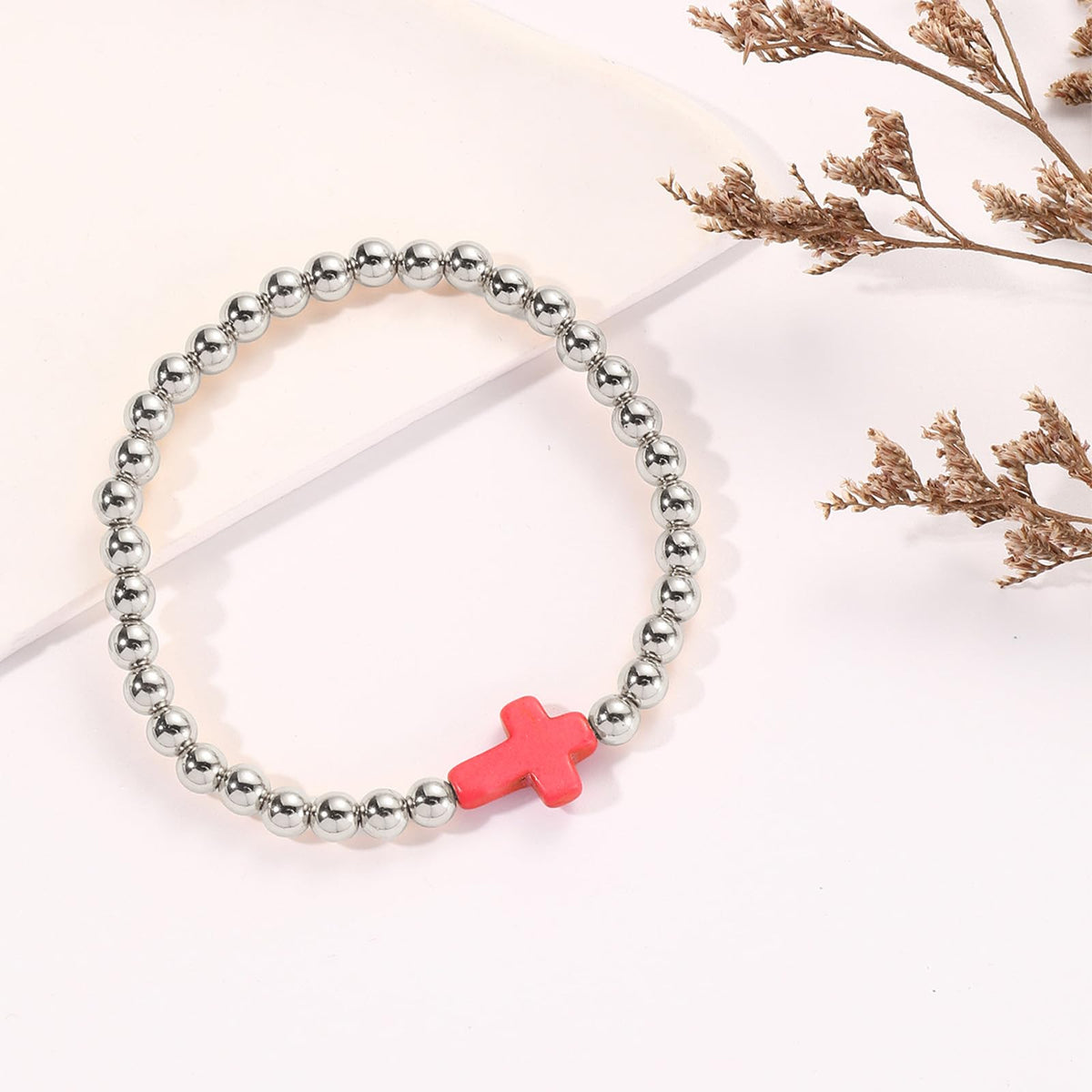 Harry and Henry Gold Beaded Bracelets for Women Non Tarnish Dainty Pearl Beaded Bracelet Cross Stack Stretch Bracelets for Women Trendy Gifts 2025 Easter Basket Stuffers