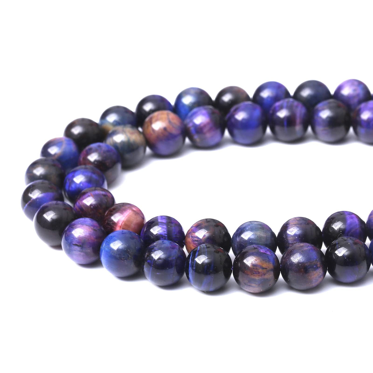 36PCS 10MM AAA Blue Purple Starry Sky Tiger Eye Stone Beads Natural Gemstone Bead Crystal Healing Energy Jewelry Making DIY 15 inches