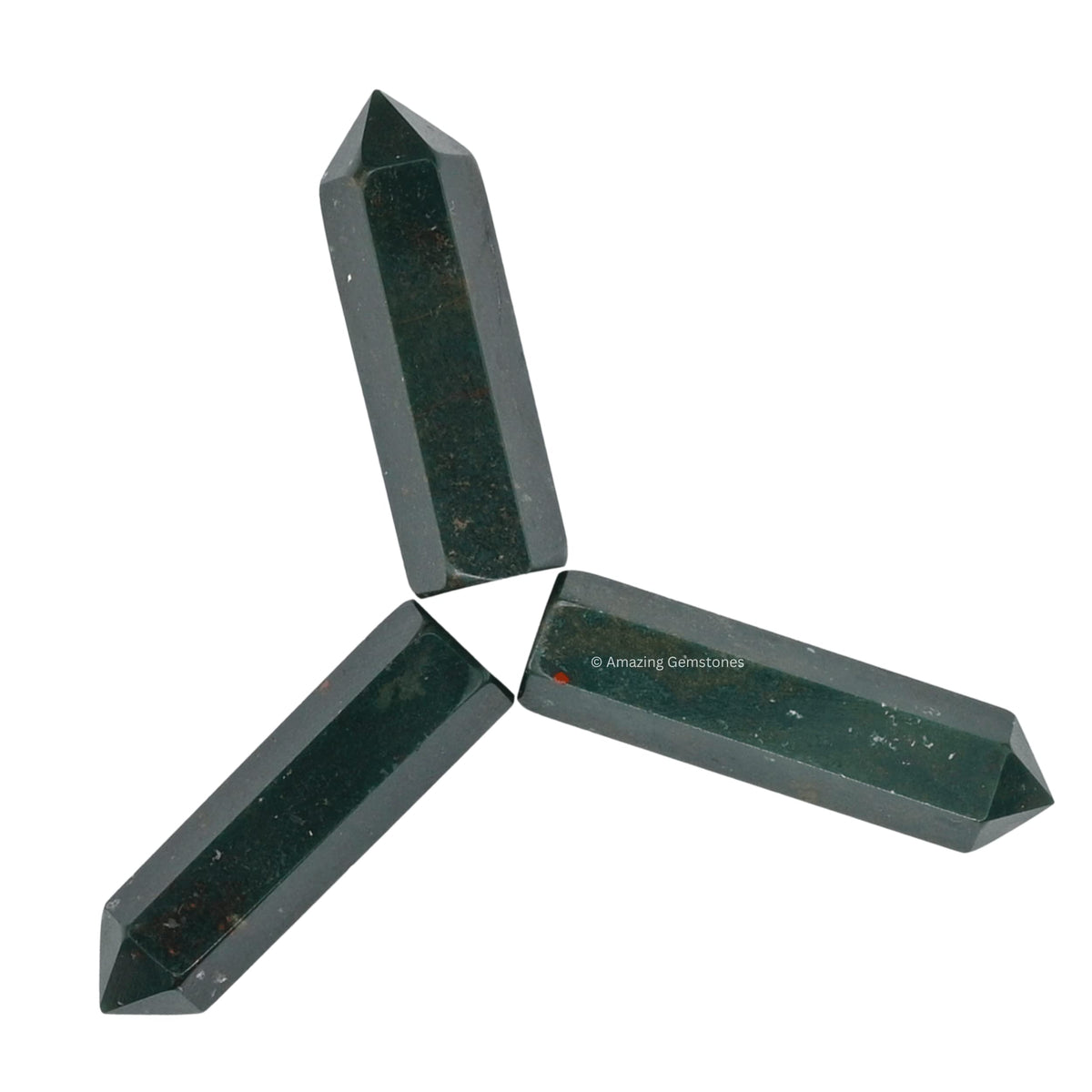 Amazing Gemstone Bloodstone Crystal Points Bulk Healing Crystals and Stones - Pack of 3 Single Terminated Healing Wand Point Bulk Crystals for Crafts, Crystal Grid, DIY Work - Premium Crystals