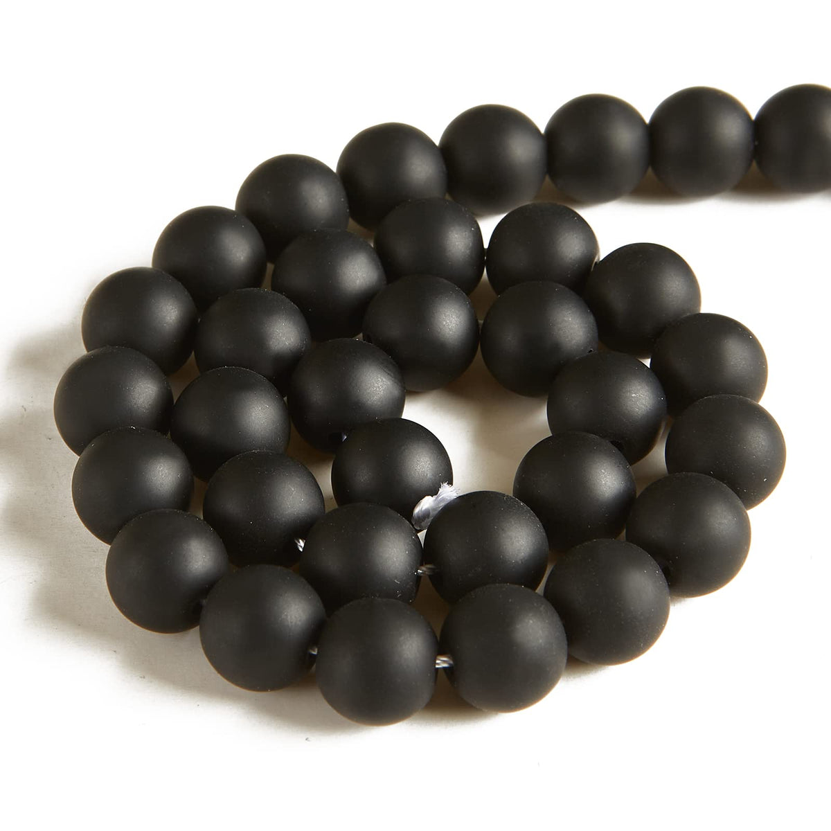 60pcs 6mm Matte Black Beads Natural Gemstone Beads Round Loose Beads for Jewelry Making