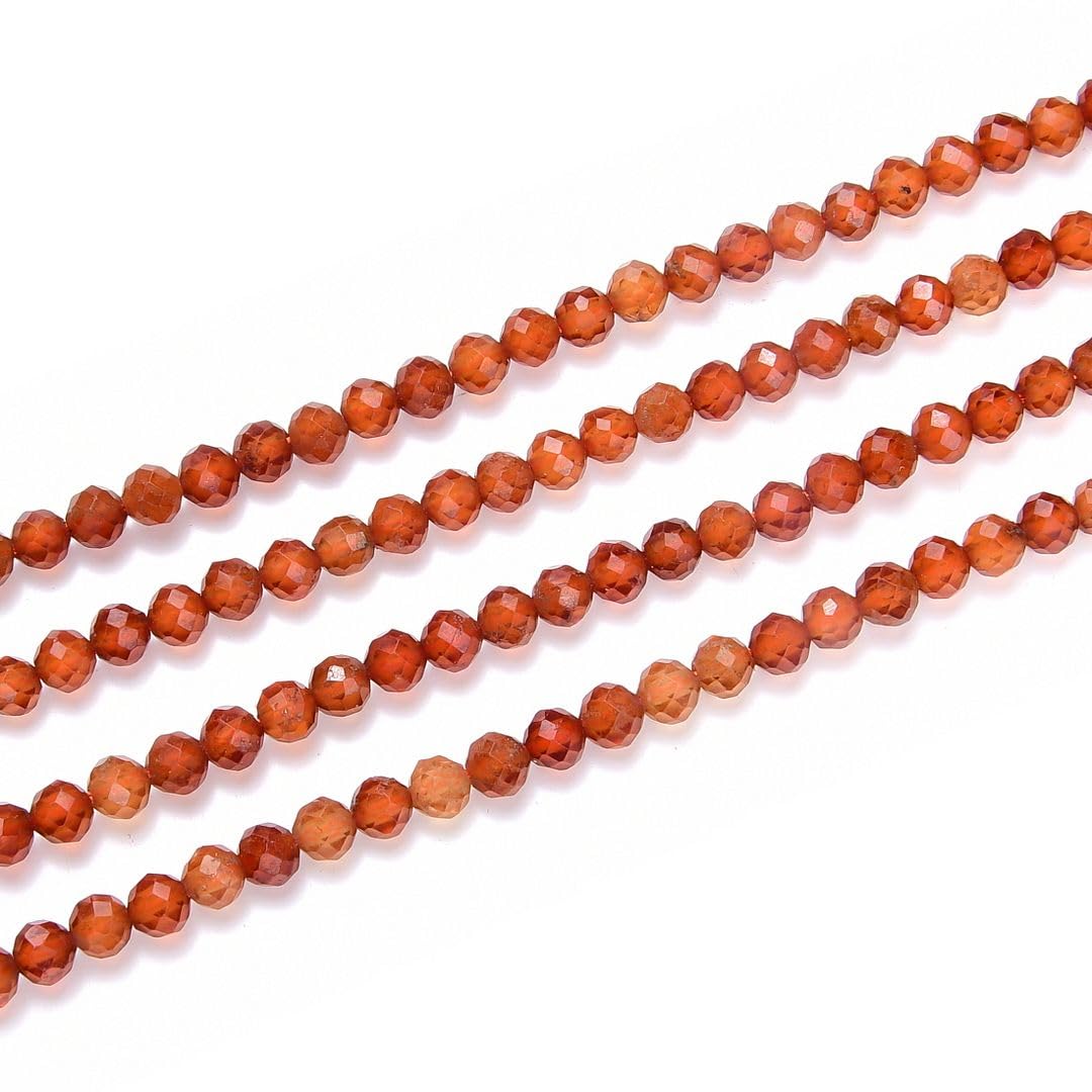 Adabele 15 Inch Natural Orange Spessartite Garnet Healing Gemstone 3mm (0.12 Inch) Tiny Small Faceted Round Loose Beads Stone Spacer (110-120pcs) for Craft Jewelry Making GK3-23