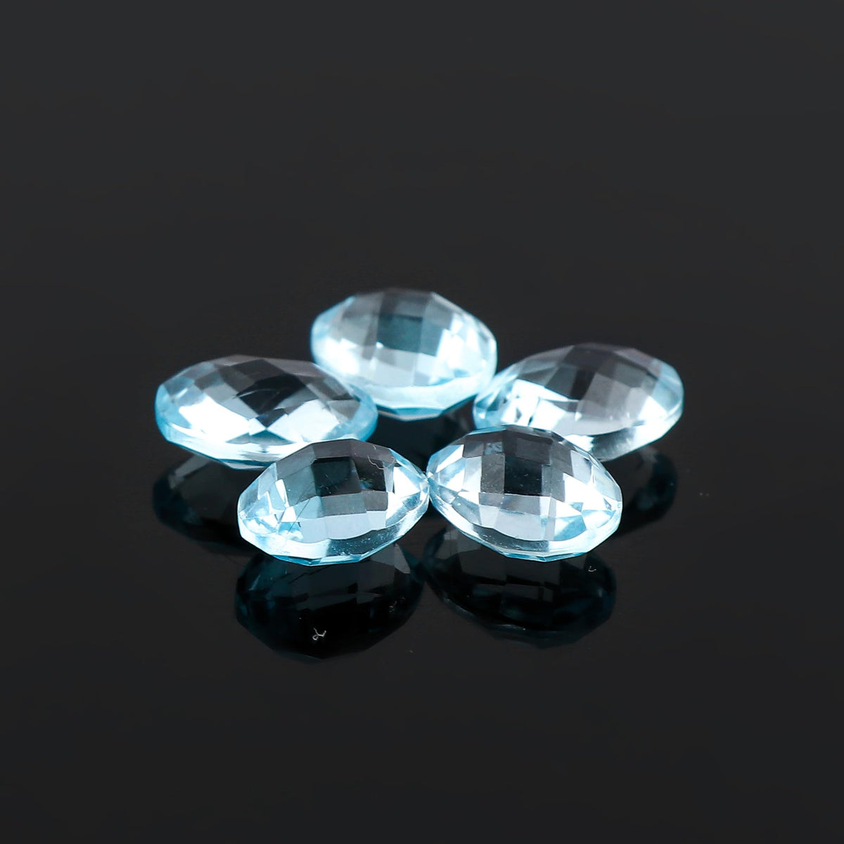 CRYSTALIS 5pcs Natural Blue Topaz, Briolette-Cut, Loose Gemstone Wholesale Bulk Cabochons Jewelry Making Supply, Chakra Healing Polished Stones, Wire Wrapping, DIY, Gem Collection, 9x7mm