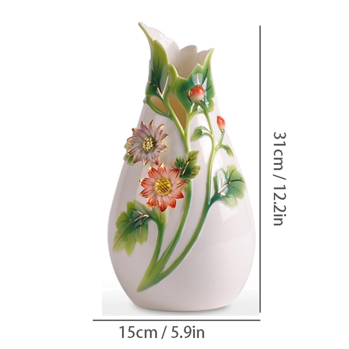 12.2 Inch Large Blue and White Porcelain Flower Vase, Handcrafted Ceramic Vase for Bedroom, Living Room, Office & Home Decor, New Chinese Style