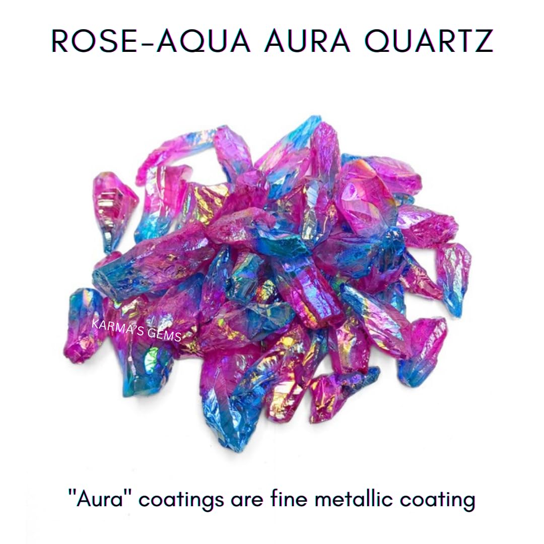 Crystals, Rocks, Jade, Crystals and Healing Stones, Witchcraft Supplies, Healing Crystals, Stones, Healing Stones, Rock Collection, Agate, Raw Stones (Rose - Aqua Aura Quartz, 2 Pcs)