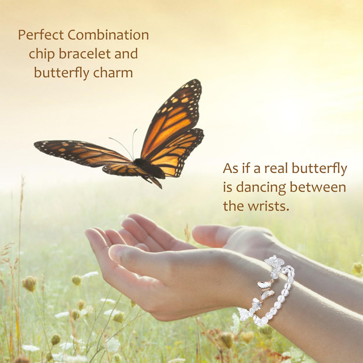 DUQGUHO 2Pcs Clear Quartz Bracelets for Women Butterfly Bracelets for Women White Crystal Bracelets Gemstone Bead Jewelry Cute Butterfly Charm Bracelet 8mm Crystal Beaded Jewelry Gifts for Women