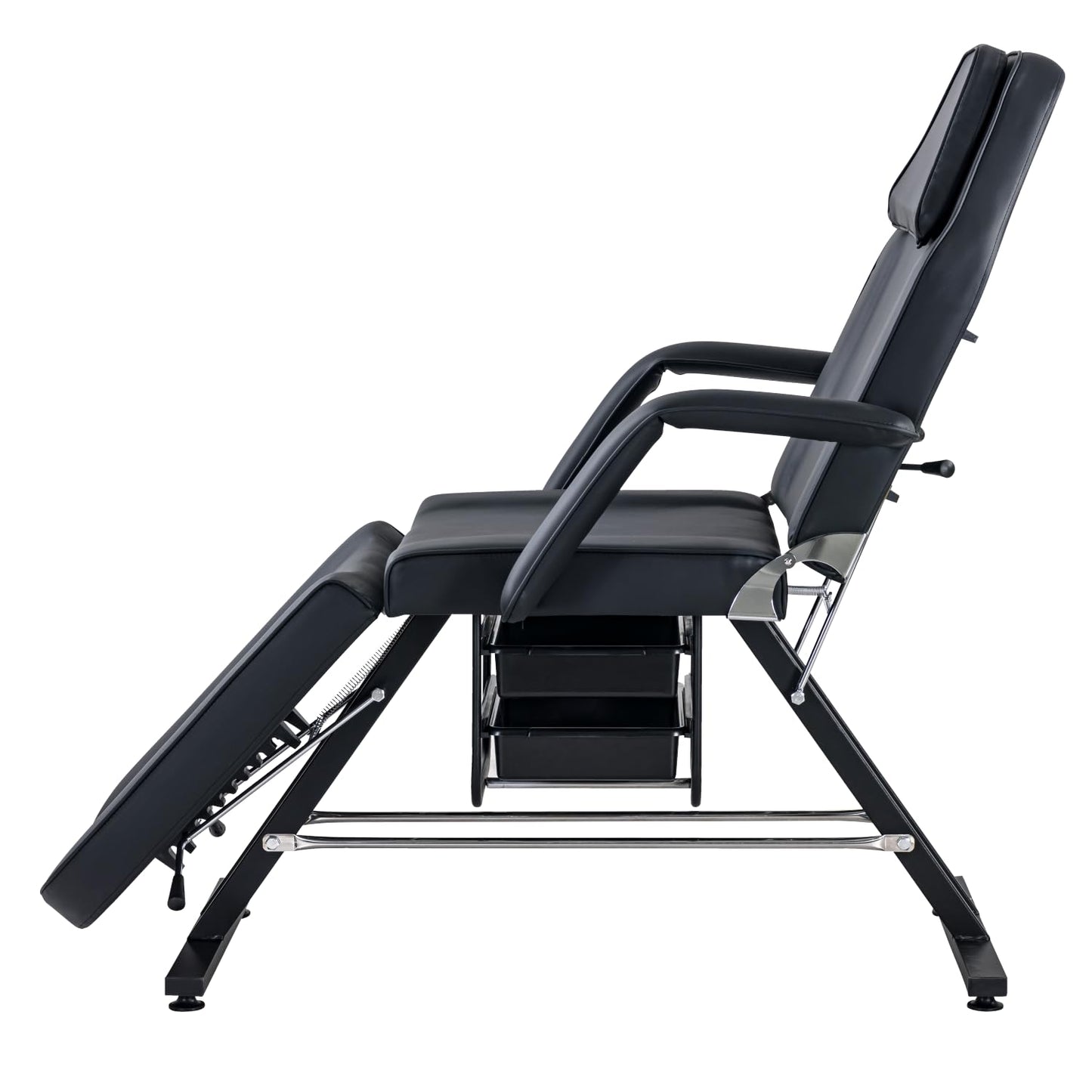 Massage Salon Tattoo Chair with Two Trays Esthetician Bed with Hydraulic Stool,Multi-Purpose 3-Section Facial Bed Table, Adjustable Beauty Barber Spa Beauty Equipment, Black