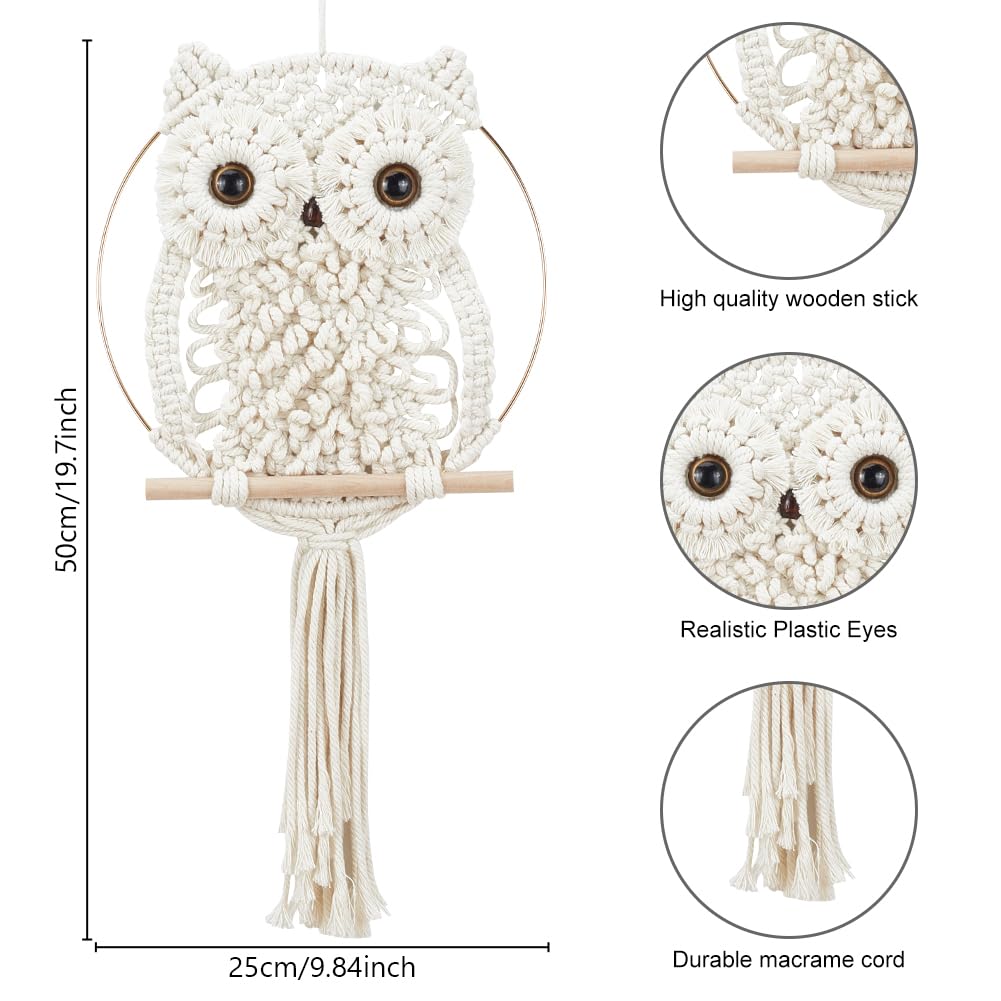 ORIGACH DIY Macrame Owl Wall Hanging Tapestry Kit Owl Macrame Kit for Beginner Boho Handmade Woven Macrame Wall Hanging Decor for Living Room Bedroom