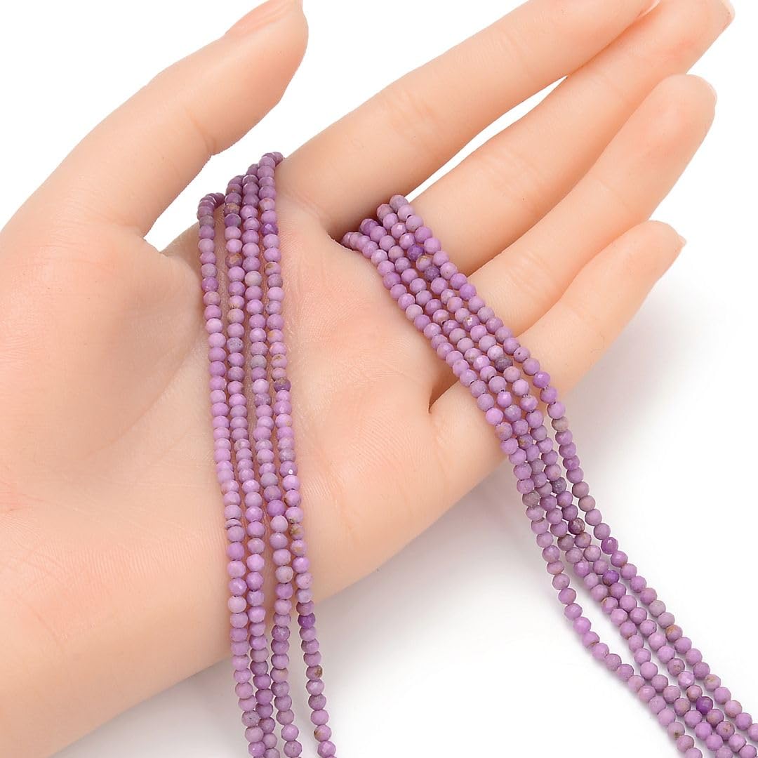 Adabele 15 Inch Natural Purple Phosphosiderite Healing Gemstone 3mm (0.12 Inch) Tiny Small Faceted Round Loose Beads Stone Spacer (135-145pcs) for Craft Jewelry Making GK3-25