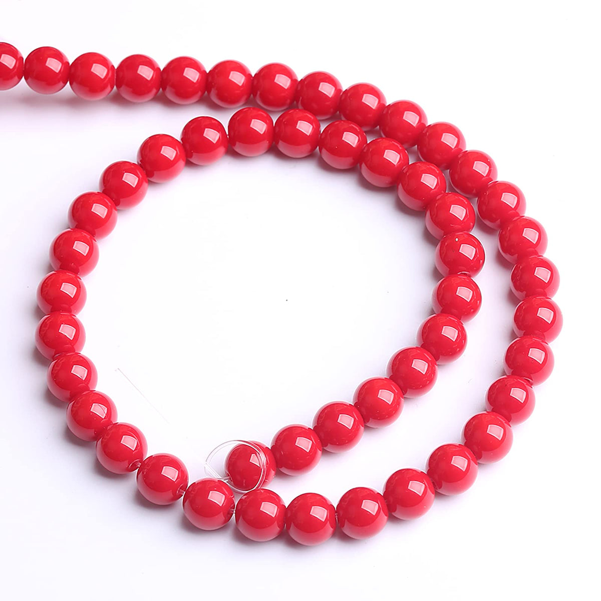 6MM 63PCS Red Glass Round Spacer Loose Beads for Jewelry Making 15 inches DIY Bracelet Necklace