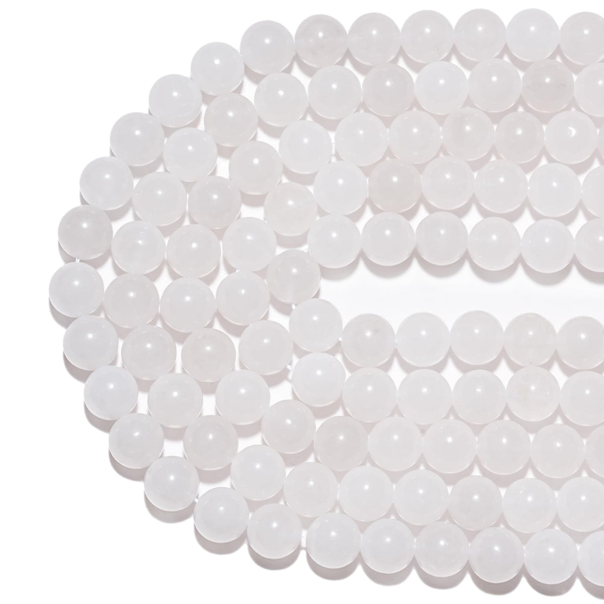 8mm Natural White Jade Gemstone Beads Polished Round Smooth Stone Beads for Bracelets Jewelry Making 15inch Loose Beads