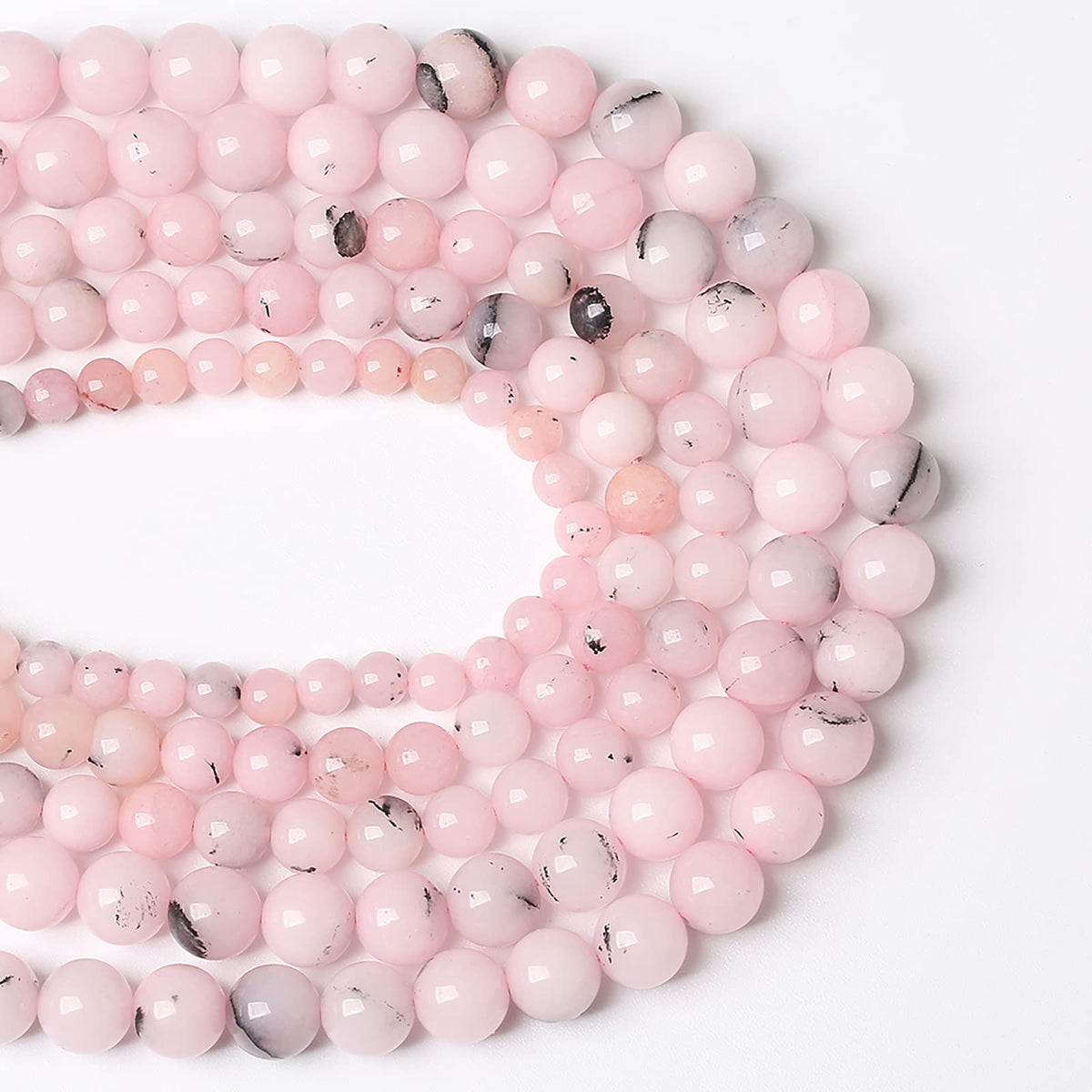 90pcs 4mm Natural Pink Opal Jades Stone Beads Round Loose Spacer Beads for Jewelry Making DIY Bracelets Crystal Energy Healing Power Stone (4mm, Pink Opal Stone)