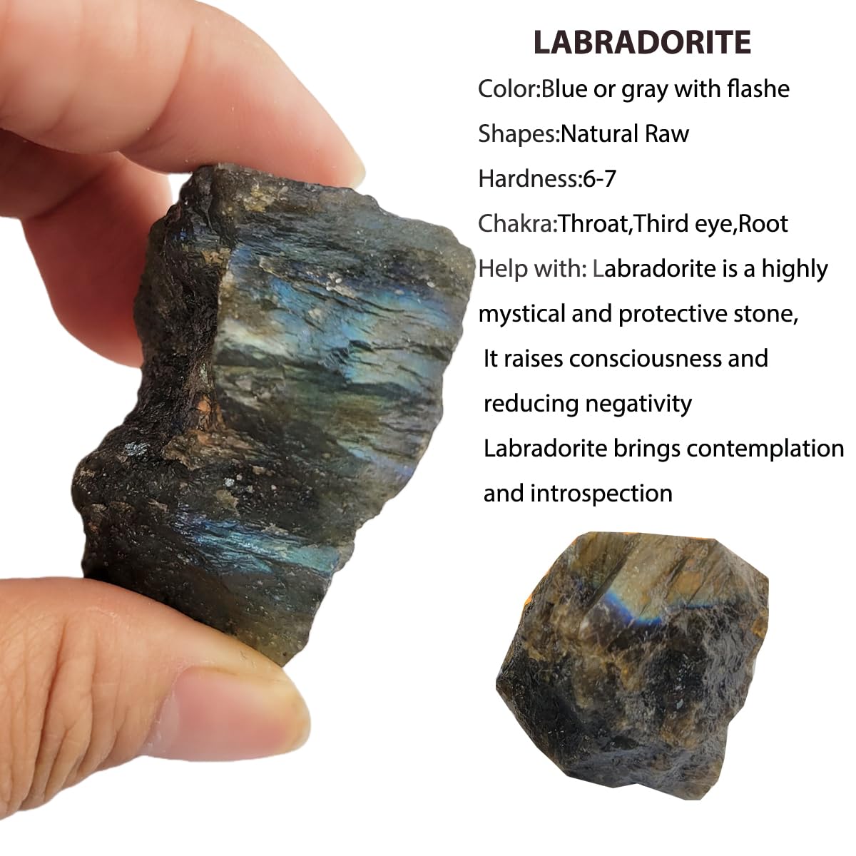 3-5Pcs Labradorite Natural Raw Crystals 1''-2'' Rough Stones Rocks for Tumbling Polishing Cabbing Gemstones Crystals and Healing Stones for Wicca Reiki,Fountian Rocks for Decorations (Labradorite)