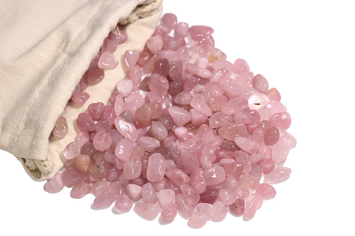 ZenQ 1 lb Madagascar Rose Quartz Tumbled Stone Chips Crushed Natural Crystal Quartz Pieces