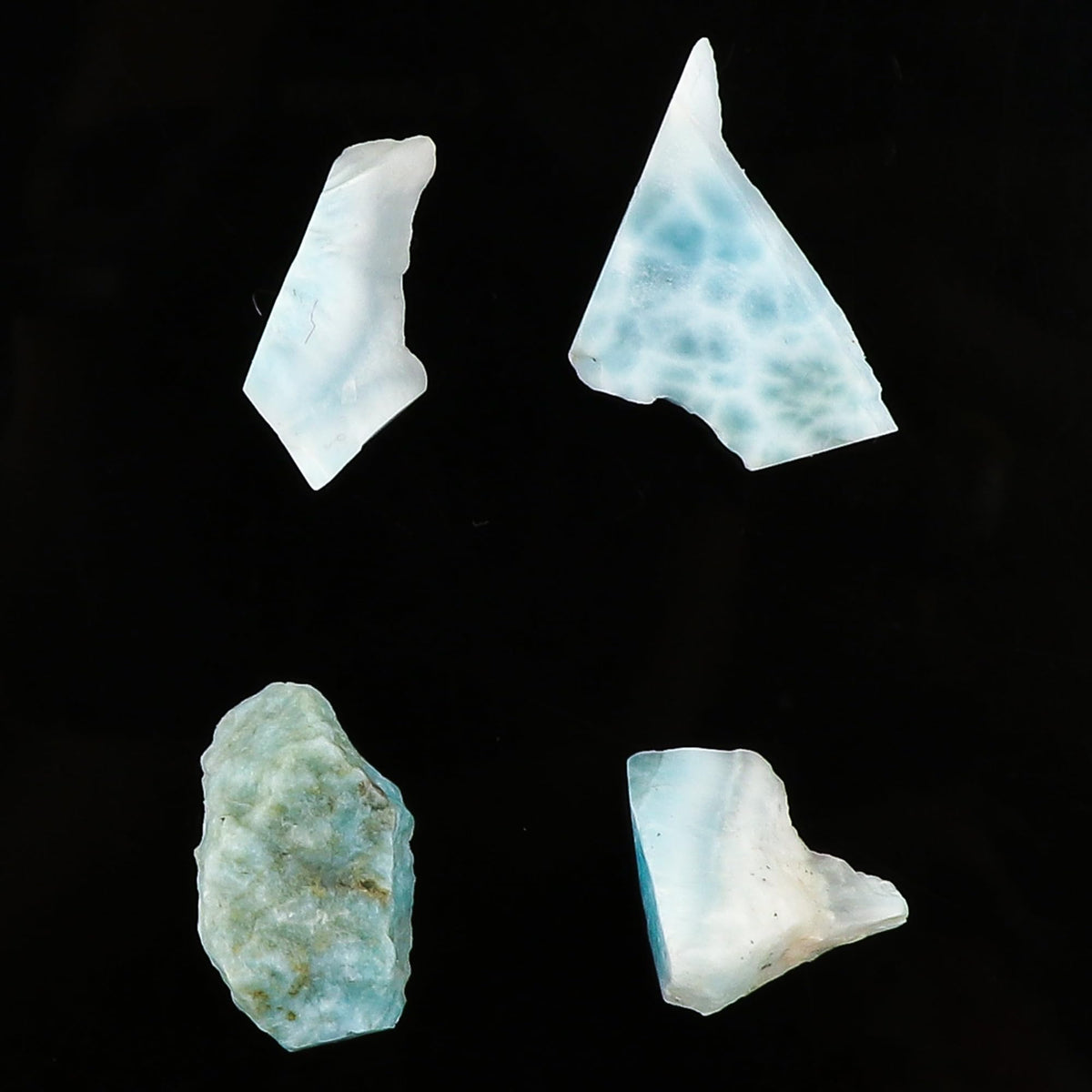 CRYSTALIS Wholesale 4pcs Natural Sea Blue Raw Larimar Pectolite, Loose Gemstone Bulk Rough Jewelry Making Supply, Chakra & Healing Raw Stones, Wire Wrapping, DIY, Gem Collection [14-20mm]