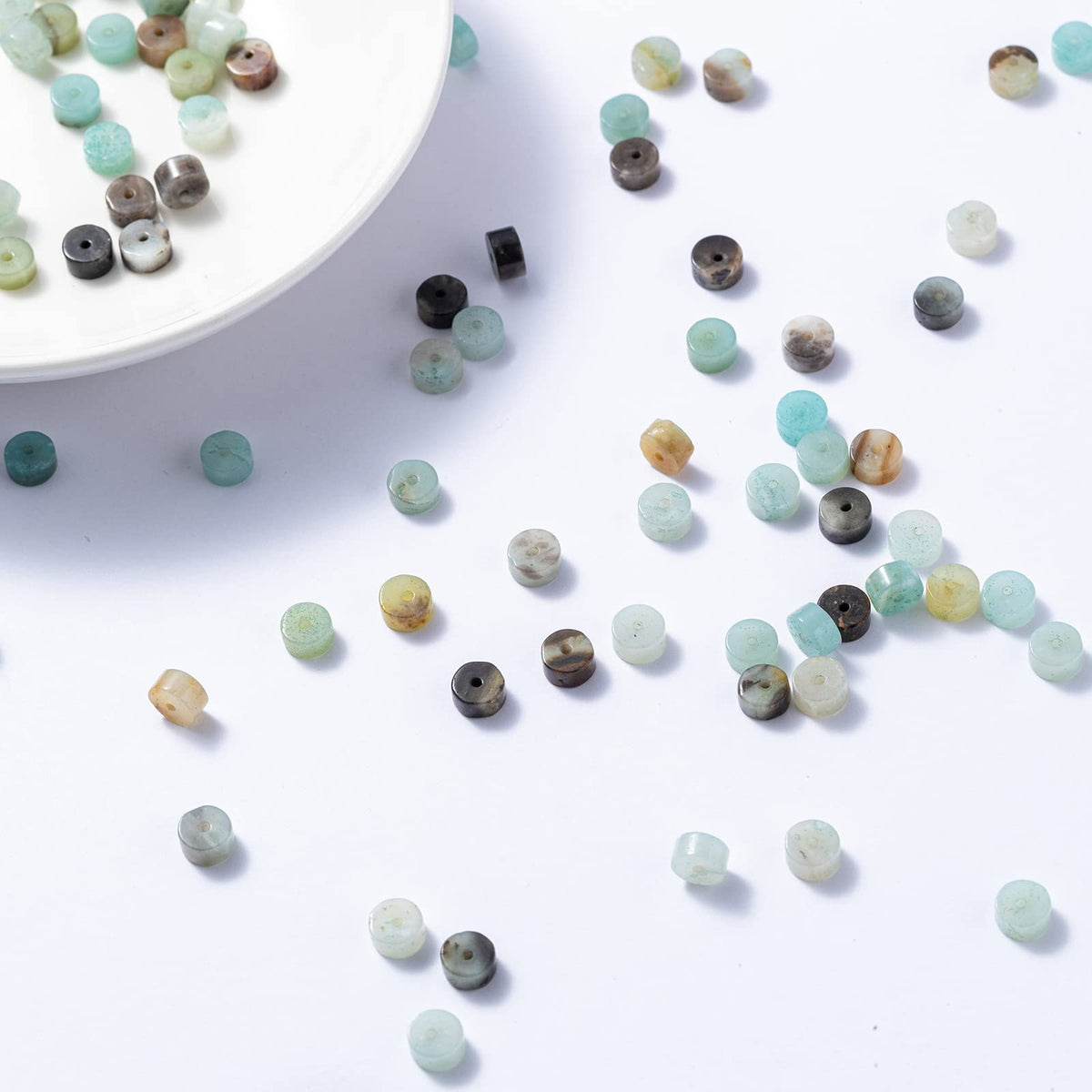 Natural Amazonite Stone Spacer Beads 6x3mm 38cm/str Flat Round Loose Semi Gemstone Caps for Making Bracelets Necklace