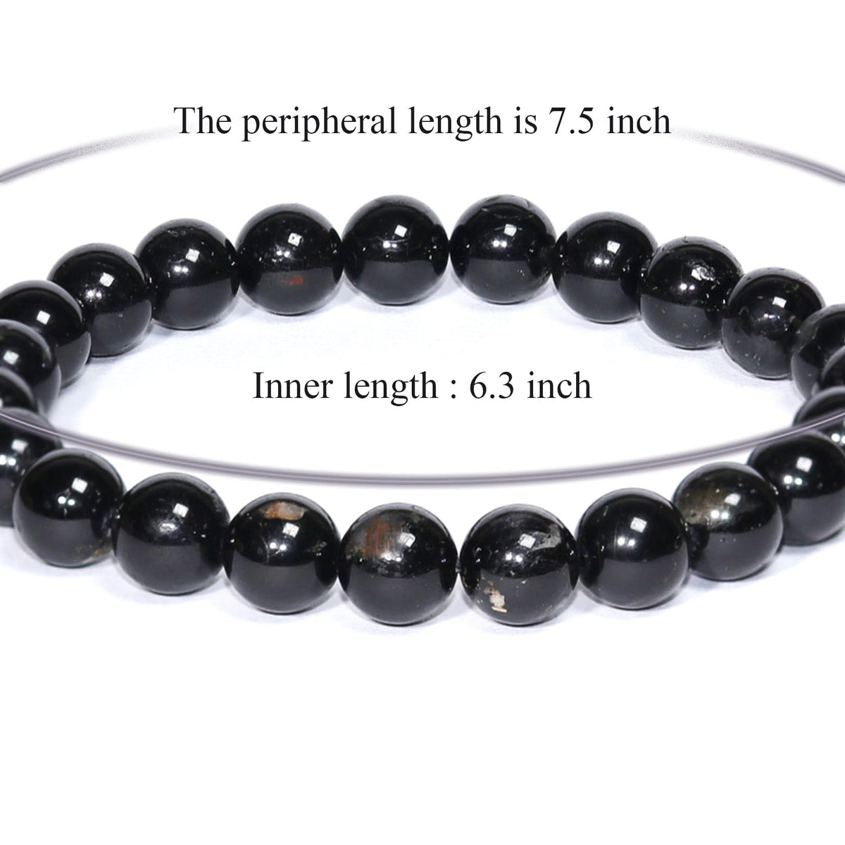 DAZCOLO 8mm Natural Gemstone Stretch Bracelet, Handmade Unisex Crystal Bracelets for Meditation, Yoga, Spiritual Healing & Positive Energy (Black Tourmaline)