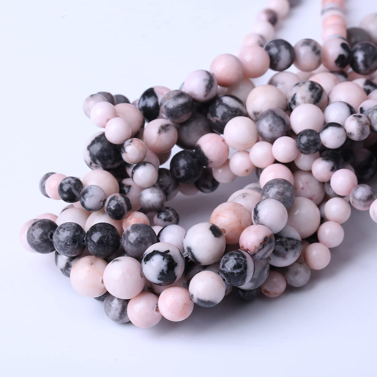 32PCS 12MM Natural Pink Zebra Jaspers Beads Round Loose Stone Beads for Jewelry Making DIY Energy Stone Healing Power Bracelet 15"