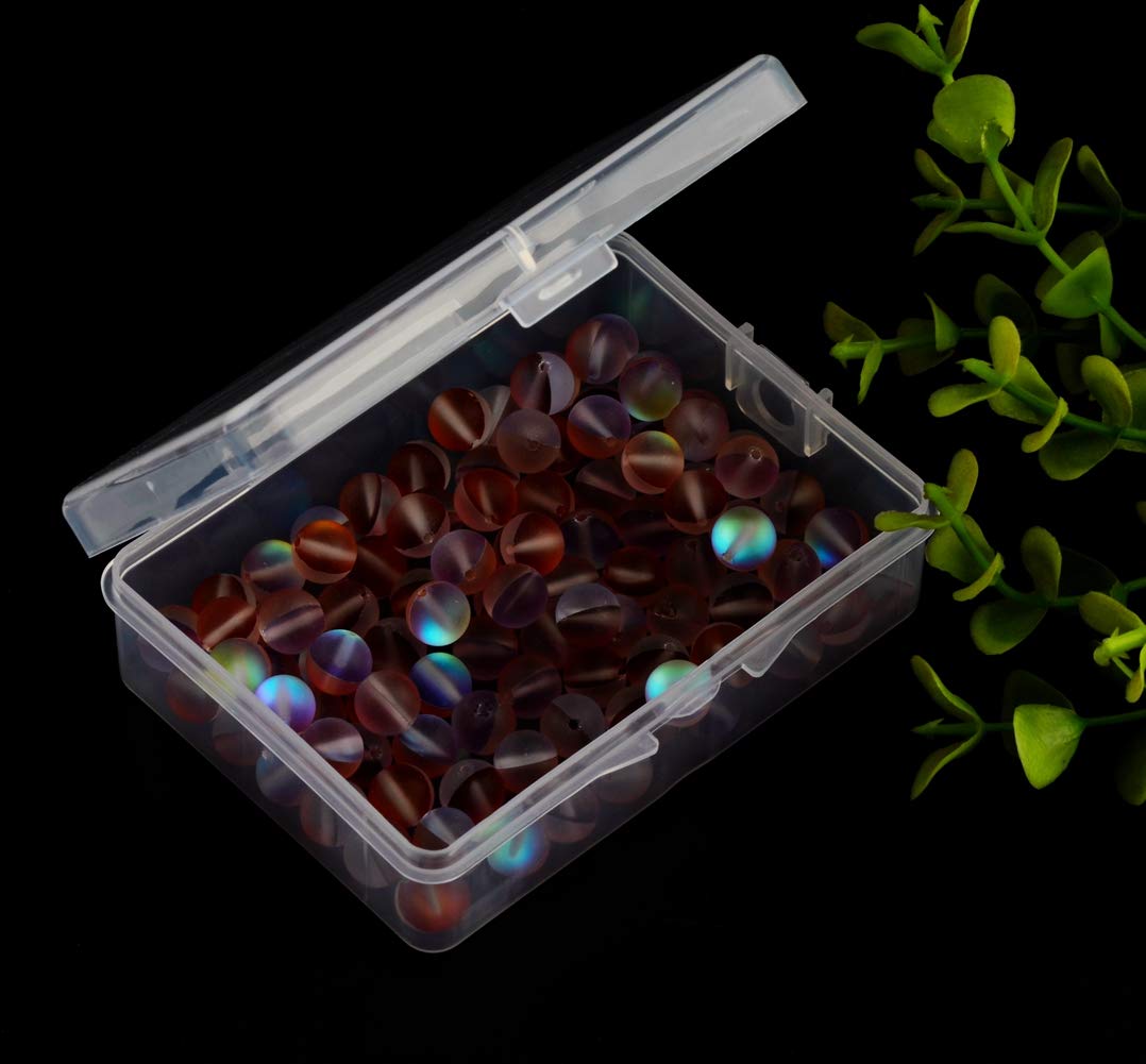 Matte Aurora Crystal Glass Beads Brown 100pcs 8mm Flash Glitter Shining Mermaid Round Loose Aura Bead Frosted Moonstone for Jewelry Making (Brown, 8mm)