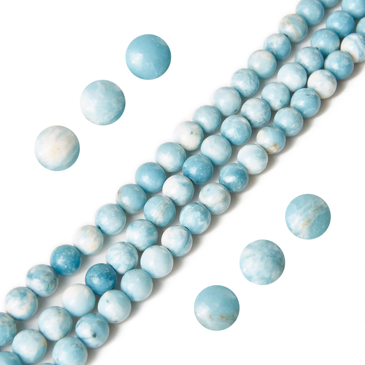 60pcs 6mm Larimar Beads Natural Gemstone Beads Round Loose Beads for Jewelry Making