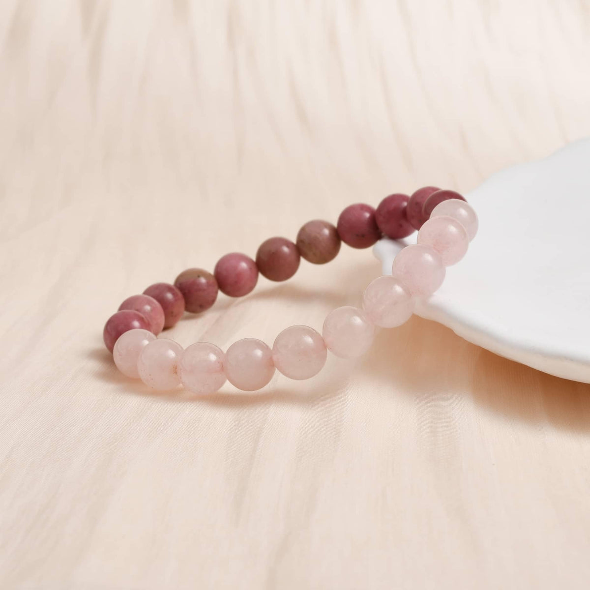 Gracayfr Anxiety Relief Emotional Balance Bracelet Natural Stone Healing Crystal Spiritual Empath Protection Gemstone Stretch Bead Rose Quartz Rhodonite