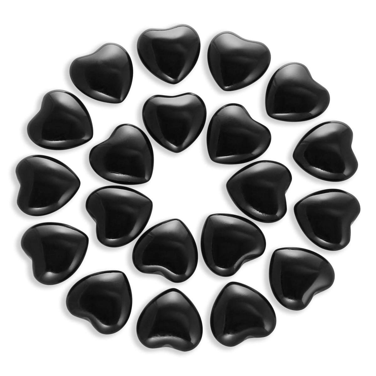 Namzi 20 Packs of Tumbled Polished Natural Black Obsidian Crystals Heart Stones, Crystals and Healing Stones Quartz Bulk for Wicca, Reiki, Healing Energy, Chakra Stones, Witchcraft Supplies
