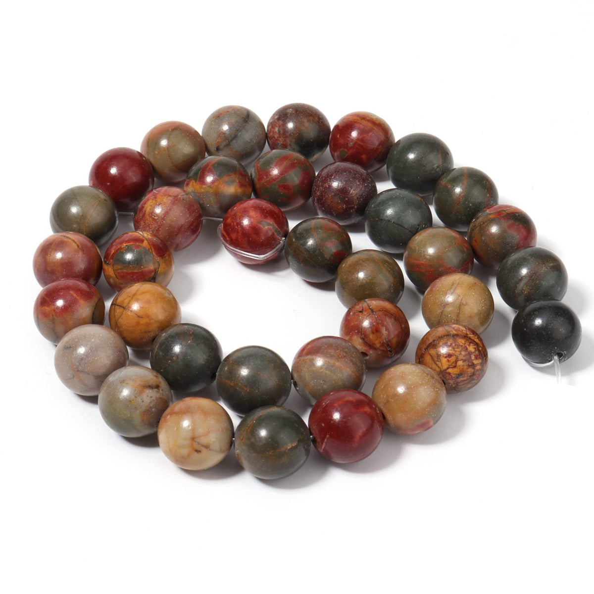 60pcs 6mm Natural Stone Beads Picasso Jasper Beads Energy Crystal Healing Power Gemstone for Jewelry Making, DIY Bracelet Necklace