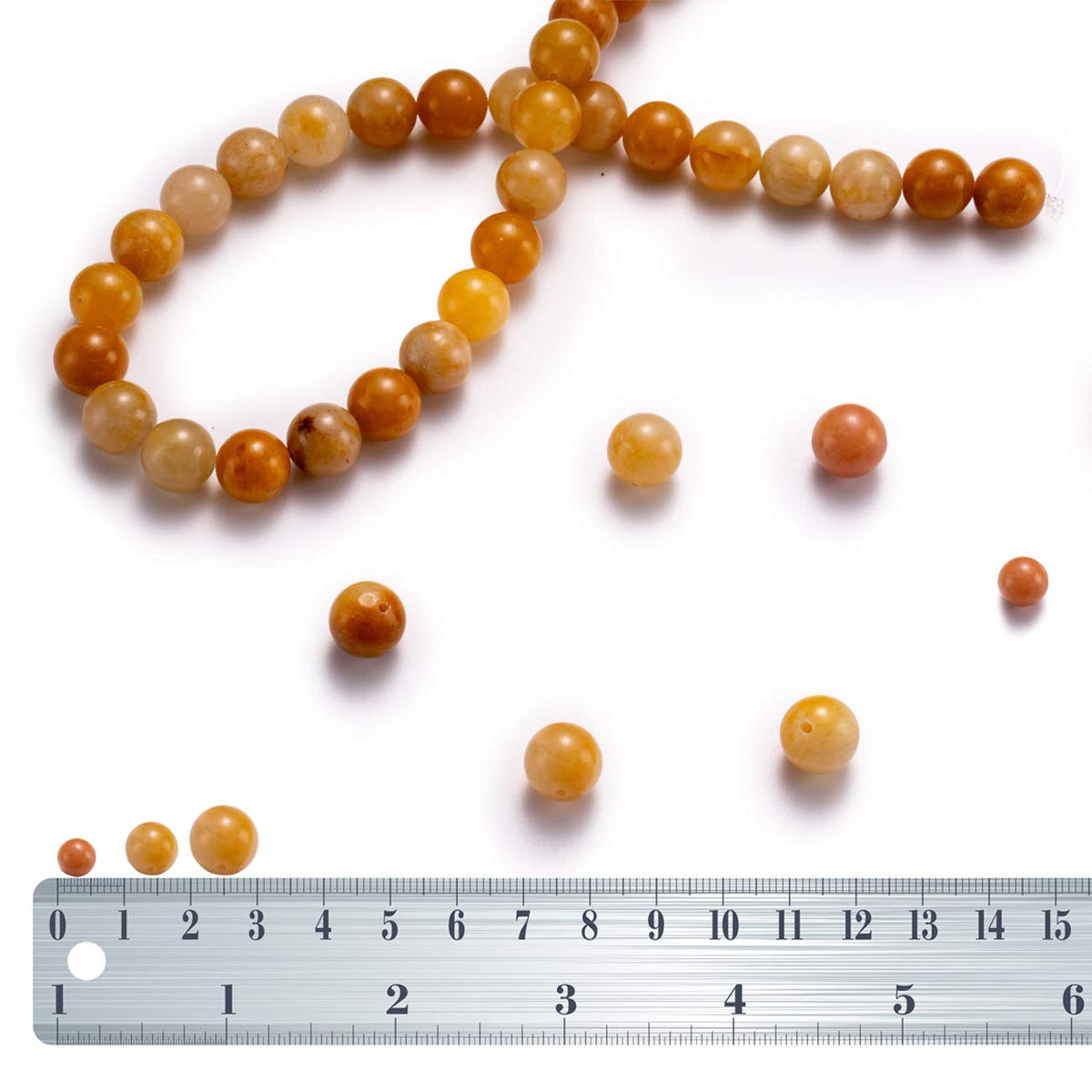 BEADIA Natural Yellow Jade Stone Round Loose Semi Gemstone Beads for Jewelry Making 10MM 38PCS