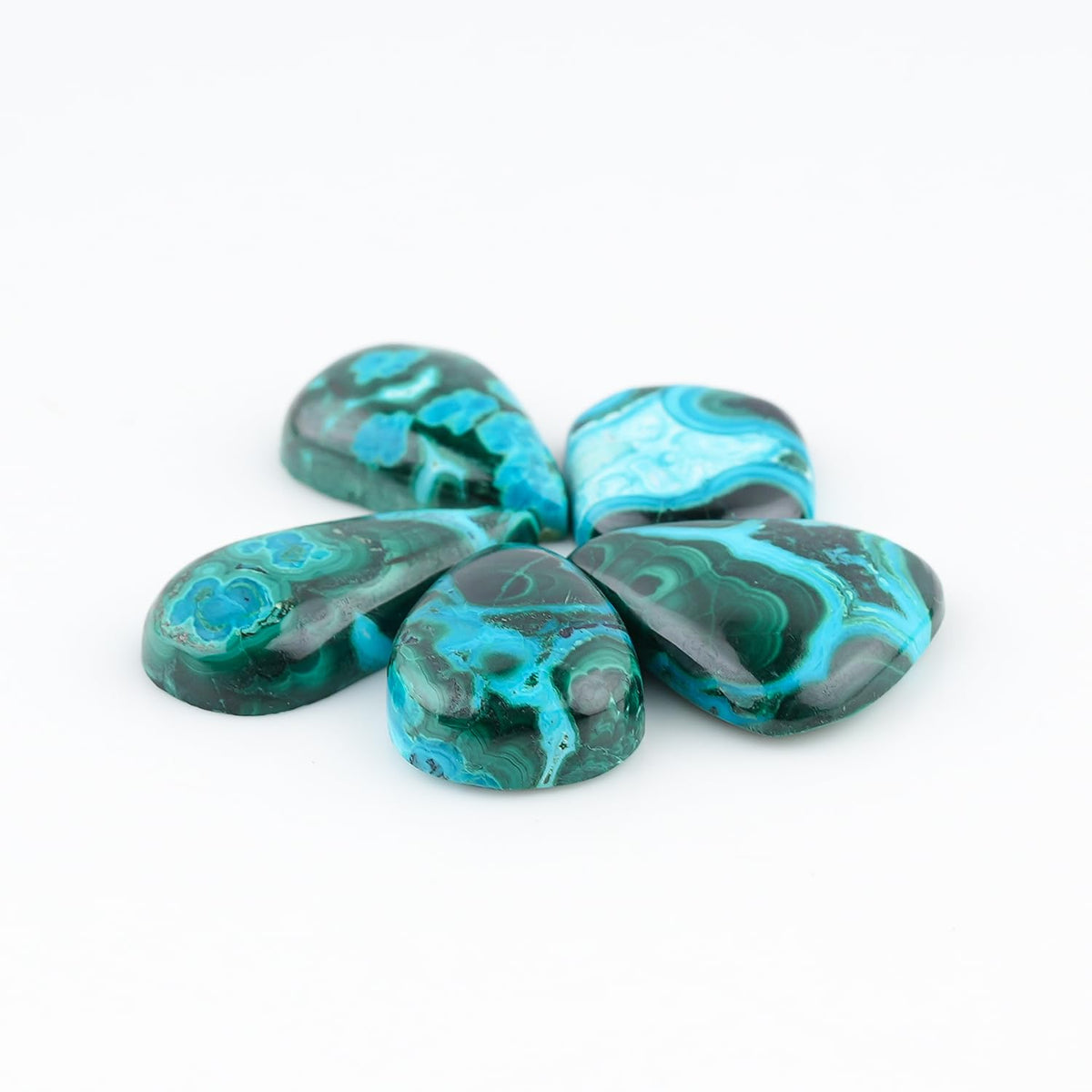 ColouredRocks 5pcs, 16-22mm, AZURITE MALACHITE, Mix Shape, Natural Cabochon Crystals, Loose Gemstone, Wholesale Polished Supply, Jewelry Making, DIY Craft, Gem Collection