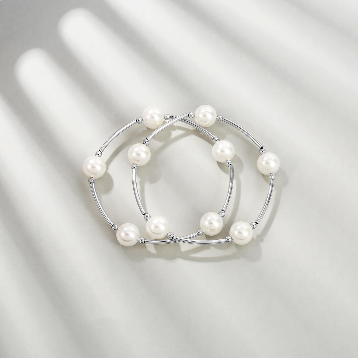 Elegance 11 designs Silver Blessing Bracelet 10mm Crystal White Pearl Bracelet Dainty Thin Tube For Women Simple Bridal Gifts For Friends And Loved
