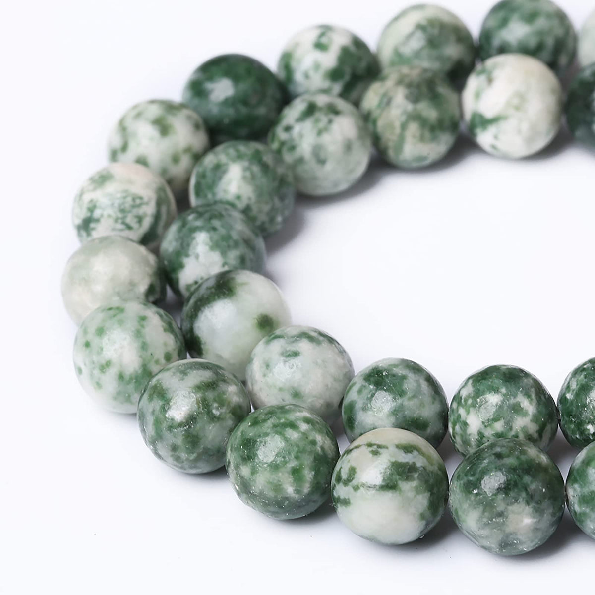 60pcs 6mm Natural Green Spot Stone Stone Beads for Jewelry Making Loose Spacer Round Beads DIY Bracelets Necklaces 15" (6mm, Green Spot Stone)