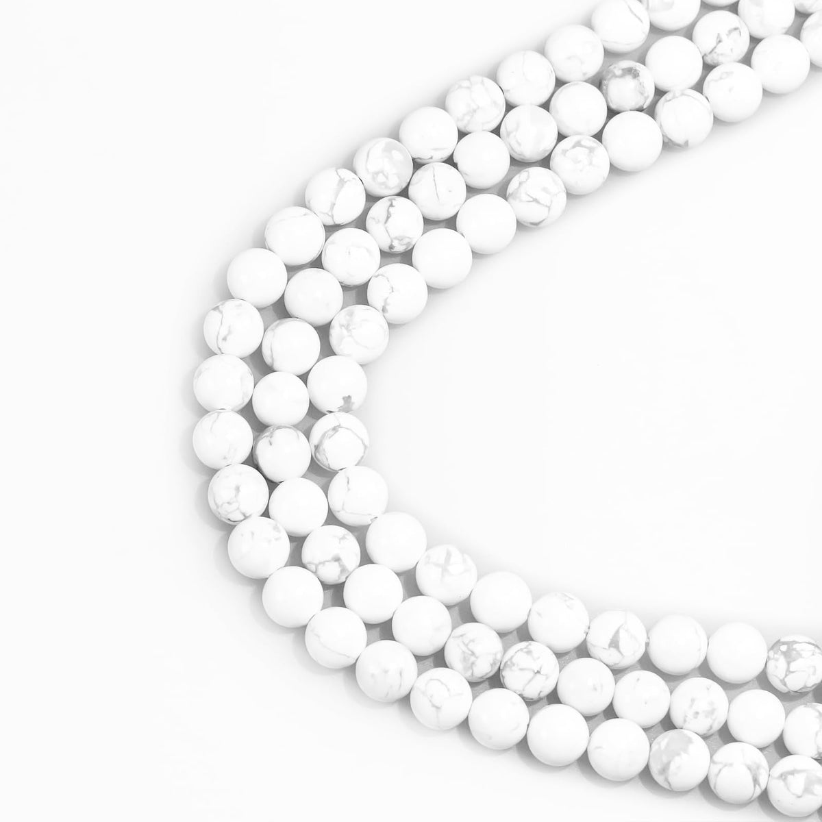 10mm Natural Gemstone Round Loose Beads for Jewelry Making White Howlite Chakra Crystal Stone Beads for Bracelets Necklace Earring Making Supplies (35-38pcs/Strand)