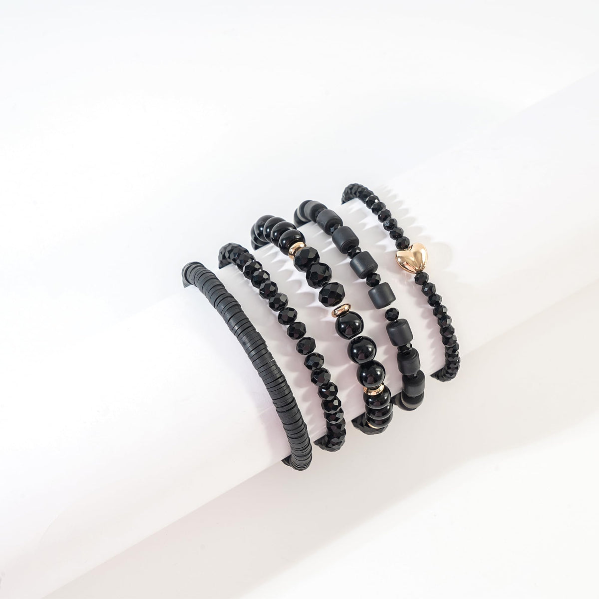 RISHEGAE Crystal Heishi Beaded Bracelet for Women Stackable Bracelet Layering Friendship Summer Stretch Bracelets for Women