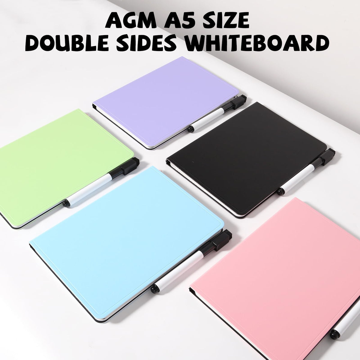AGM Portable White Board Dry Erase, Double Sided Folding Whiteboards with Pen, Mini Portable Dry Erase Board for Study, Meeting, Doodling, Planning, Black