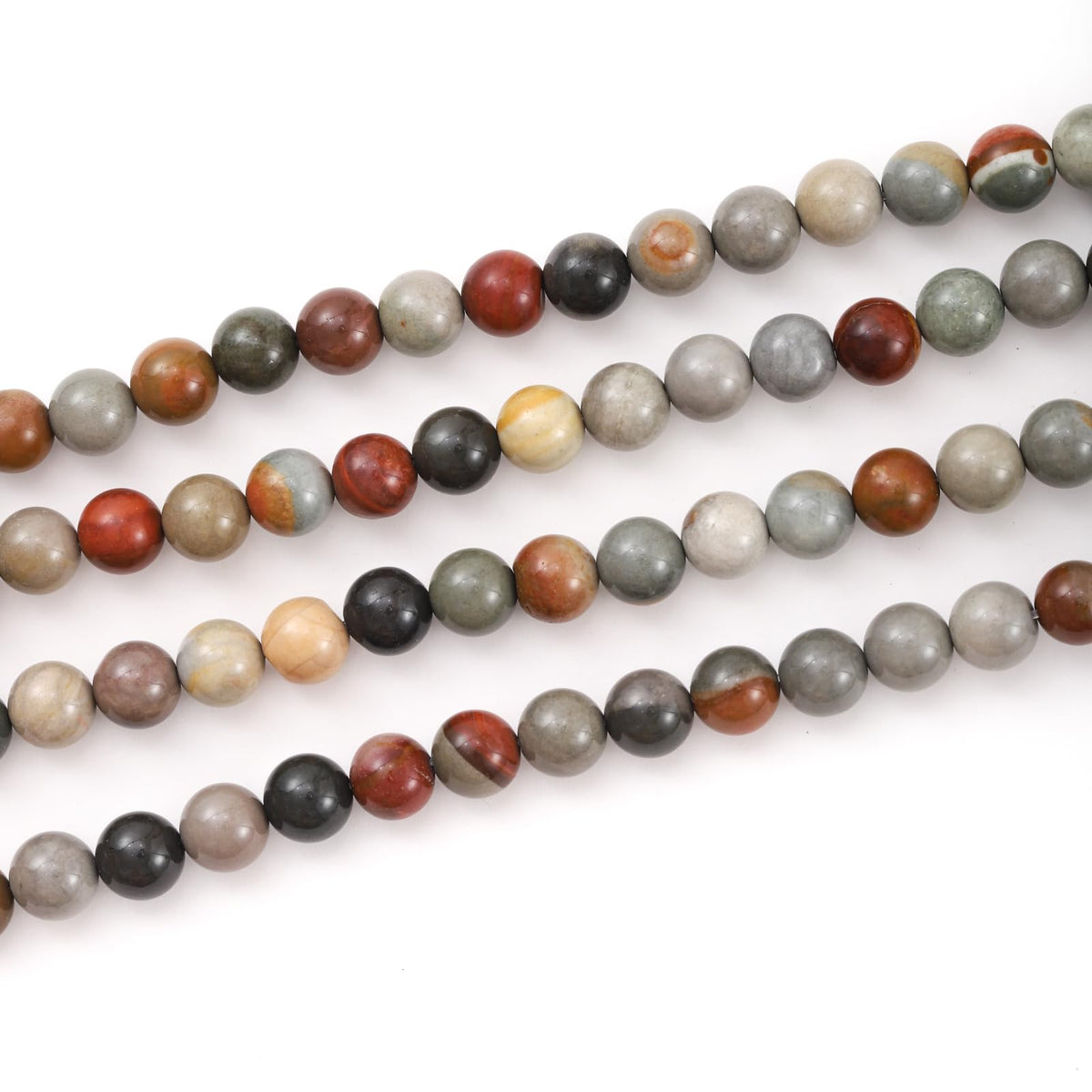 10mm 38pcs DIY Natural USA Picture Stone Beads Round Healing Crystal Gemstone Loose Beads for Jewelry Making Handmade Bracelet Necklace