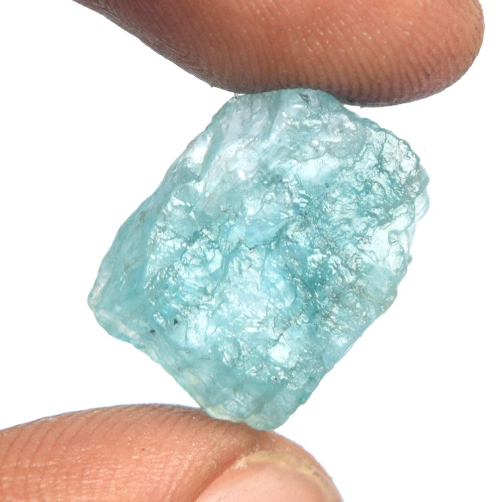 REAL-GEMS Rough Loose Gemstone Aqua Sky Aquamarine Crystal 11.00 Carat Certified Rock Stone Natural Aquamarine Healing Gem For Jewelry Making