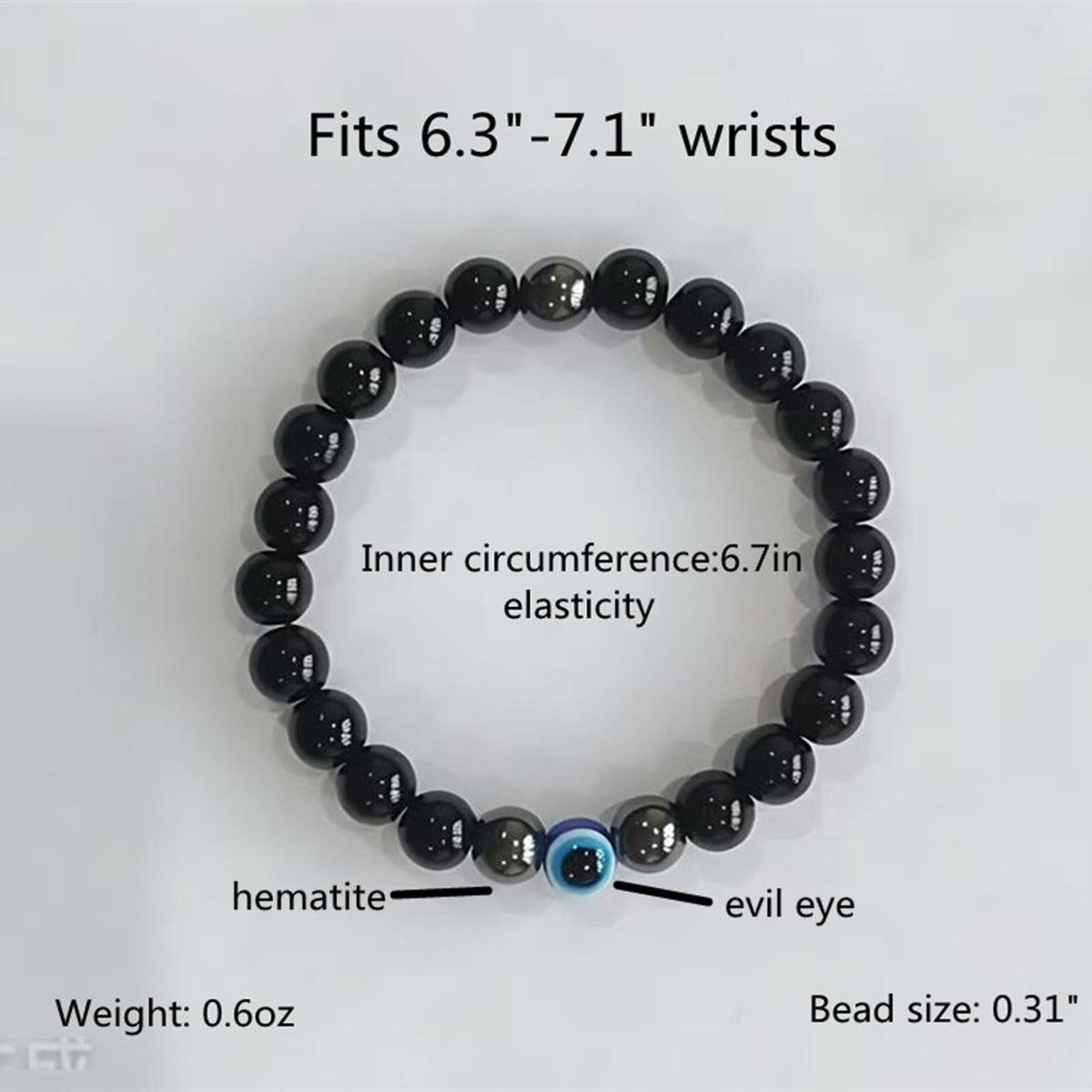 WEFRIN Evil Eye with Hematite Black Obsidian Tiger Eye Stone Triple Protection Bracelets for Men Women, Crystal Jewelry Stone Bracelets Bring Luck and Prosperity and Happiness (D-8mm(d))